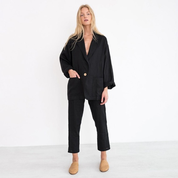 Brand New Dark Grey Oversized Linen Blazer - Picture 1 of 12